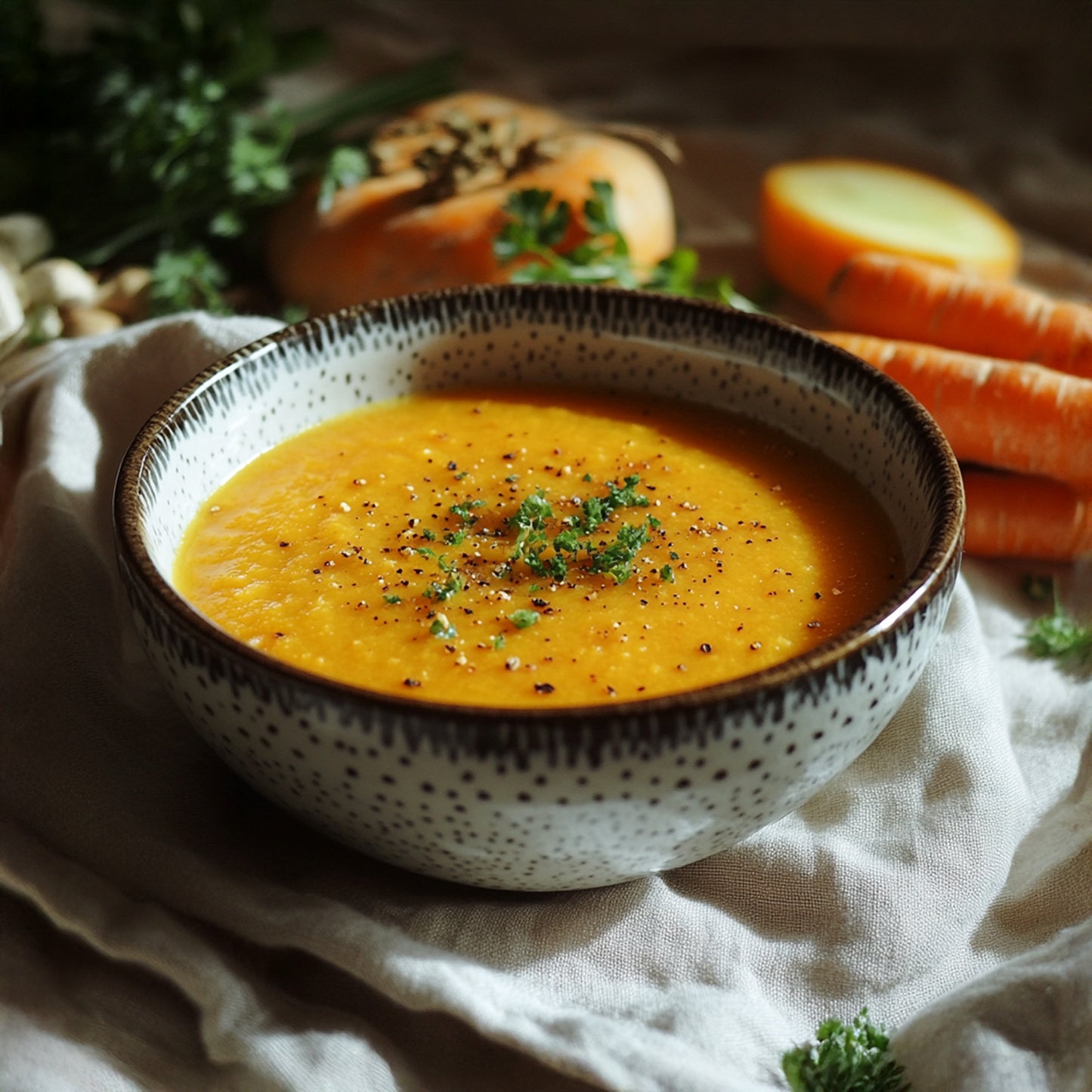 Velouté de carottes et graines de courge