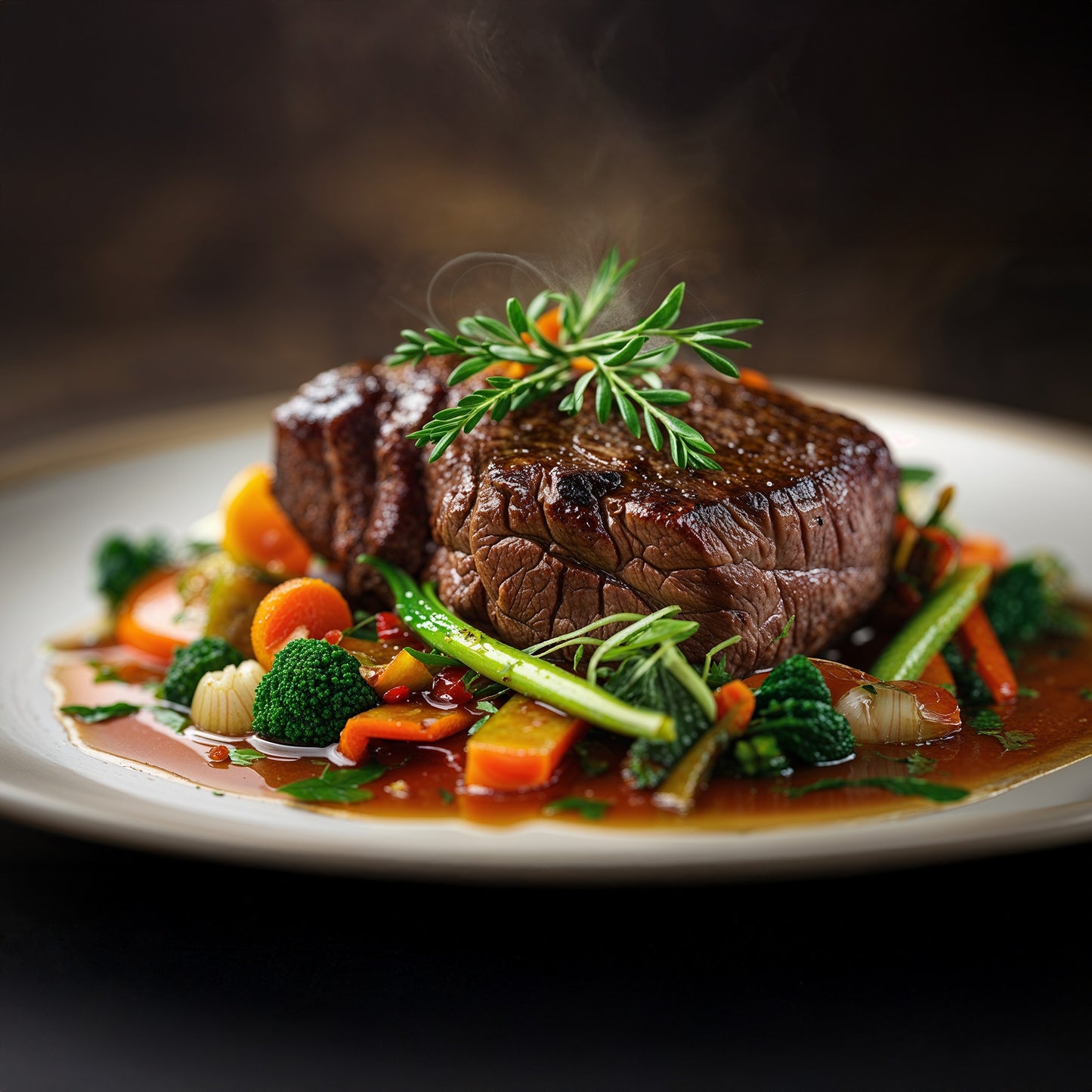 Noix de joue de bœuf confite au vin rouge