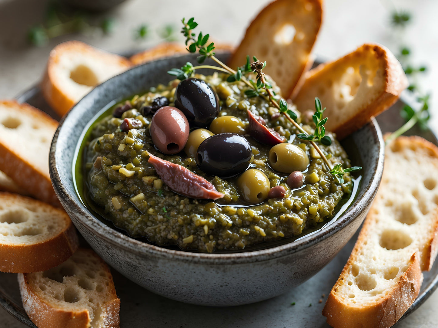 Tapenade d'olive verte et tomate
