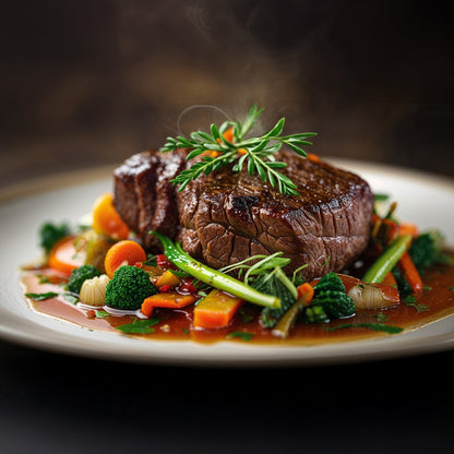 Noix de joue de bœuf confite au vin rouge